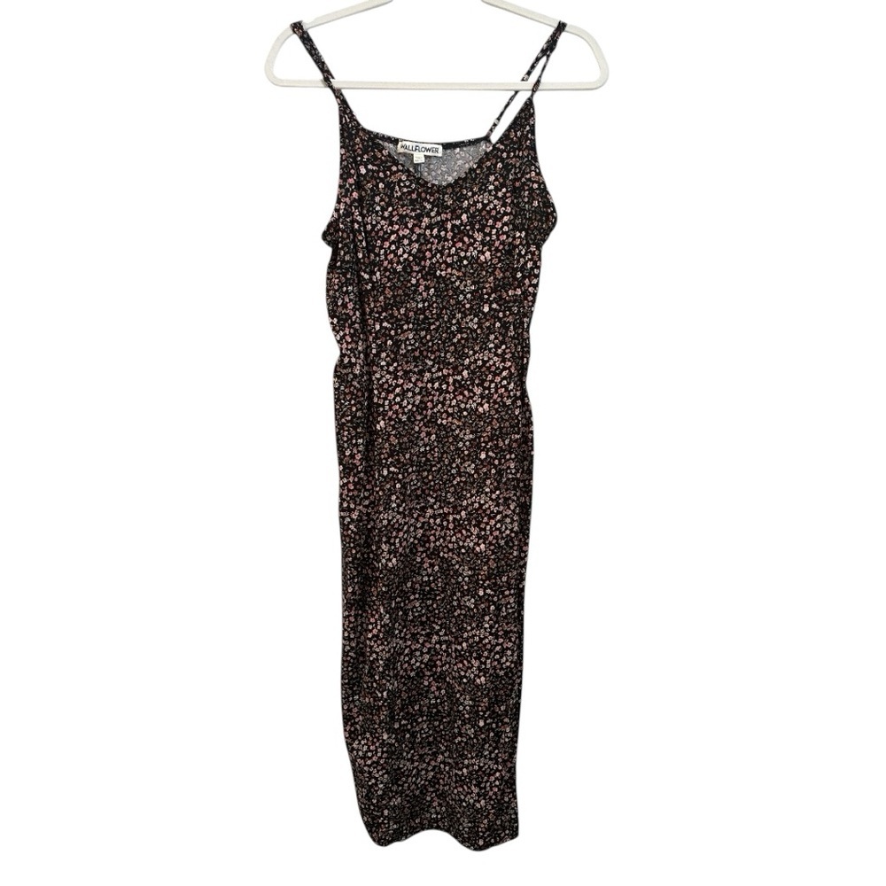 Wallflower Black Pink Floral Midi Dress Side Slit Spring Summer SZ XXL